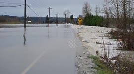 Floodwaters Spread Across Fields and Roads Near Snohomish
