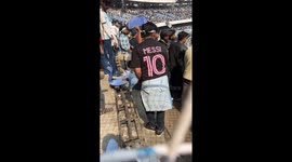 Closeup video how fixed seating chairs were uprooted by angry fans in the Lionel Messi Kolkata Event.