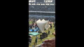 Angry fans break canopy structures inside the saltlake stadium kolkata after the outrage on Lionel Messi’s early departure.