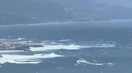 Massive waves batter coastline during Storm Emilia in Tenerife, Spain