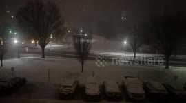 Timelapse of snow covering college campus in Harrisburg, Pennsylvania, USA