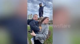 Festive pranksters turn statue of Lord John Scott into Chase from Paw Patrol