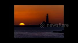 Timelapse of Sunrise Silhouette In Whitley Bay