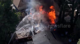 US, Los Angeles: Santa Clarita Man Reportedly Sets House Ablaze Burns To The Ground AERIALS Part 1