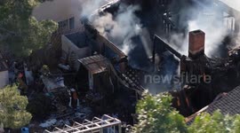 US, Los Angeles: Santa Clarita Man Reportedly Sets House Ablaze Burns To The Ground AERIALS Part 3