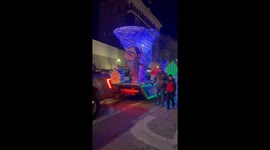 Twirling tornado Christmas float sends snow spiralling across Oklahoma street