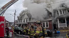 4th alarm house fire with collapse in Kulpmont, Pa brings firefighters from 5 counties