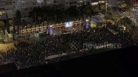 DRONE - Hundreds protest Netanyahu in Tel Aviv