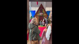 Golden Retriever Excited To See Santa Claus