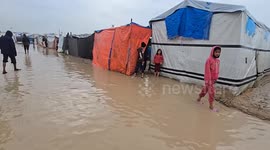 Deir al-Balah hit by storm flooding tent camps, worsening conditions for displaced families