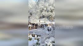 US: Winter Magic Enchants Bethesda Terrace In New York After Fresh Snowfall