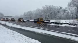 US: Echelon Plows Sweep Long Island Highways As Snow Removal Intensifies