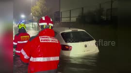 Spain: Two People Rescued By Firefighters After Being Trapped By Floodwaters In Vilareal
