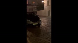 Torrential rain floods streets during Storm Emilia in Facinas, Spain