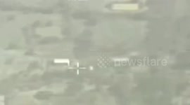 Thai F-16 fighter jets supplied by the United States destroy Cambodian military target