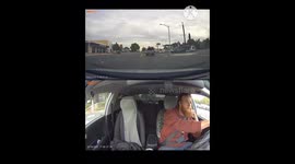 Old Man In Front Of Driver Gets Road Rage, Attempts To Break Check The Driver, Then Gets Out Of His Car And Runs Towards The Drivers Car