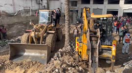 Palestinian Civil Defence Search Bodies