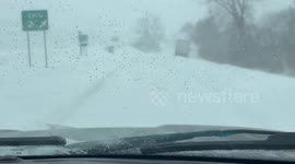 Heavy snowfall causes difficult driving conditions in Baldwinsville, USA