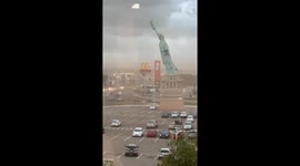 Strong winds knock over Statue of Liberty replica in Brazil