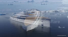 UNCAPTIONED: New 460ft superyacht built for the world's richest elite has its own beach club, 40ft infinity pool, and TWO limos