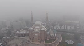 DRONE - Dense fog disrupts daily life in northern Iraq