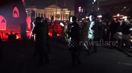 Skopje city center of decorated for New Year celebrations