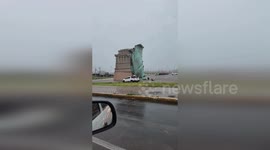 Statue of Liberty replica collapses during storm in Brazil