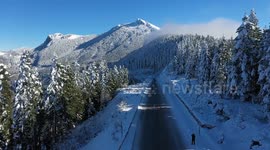 Drone captures stunning images as snow blankets mountains in northern Türkiye