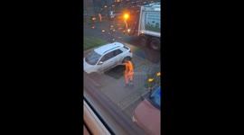 My 3 year old son finally meets the refuse workers he has been waving at all year