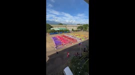 Pupils stage stunning colourful display in school yard