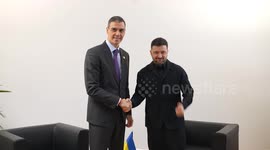 Ukrainian President Zelenskyy meets Spanish PM Pedro Sanchez in Brussels