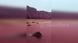 Iran: Spectacular Red Waves Transform Hormuz Island Beach