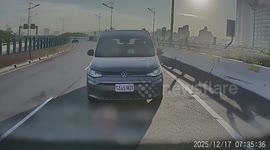 Speeding car rear-ends van and hatchback on Taiwan highway