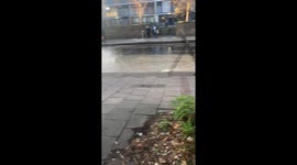 A major water pipe burst on Brixton Road, London.