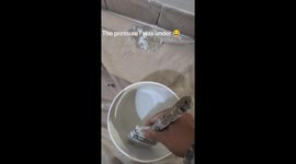 Painter forgets to tape automatic dispenser and has to dodge falling soap