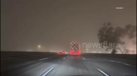 US, Los Angeles: Baldwin Park Dense Fog Impacts 10 Freeway