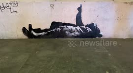 Suspected new Banksy artwork outside Centre Point in London