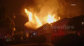 US, Los Angeles: Alhambra Two-Alarm Residential Fire Part 1