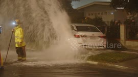 US, Los Angeles: La Puente Vehicle Crashes Into Fire Hydrant Hit-And-Run
