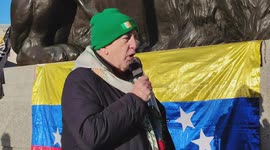 An Irish speaker at the rally 'Hands off Venezuela, No war for oil' in London, England