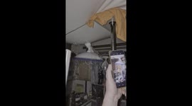 Ceiling leak floods kitchen at apartment in Kemerovo, Russia
