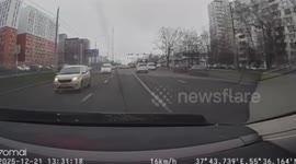 Major multi-vehicle crash on Yasenevaya Street in Moscow, Russia
