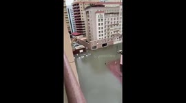 Cars submerged by flash flooding in Al Nadah, Dubai, UAE