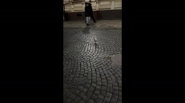 Dog joyfully chases the Grinch through the street in Chernivtsi, Ukraine