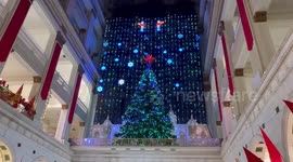 US: Holiday Decorations Light Up The Wanamaker's Building in Philadelphia