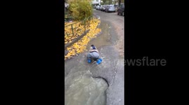 Russia: Hilarious Puddle Fail in Volgograd! Kid Splashes Hard