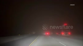 US, Los Angeles: San Dimas Heavy Fog On 57 Freeway