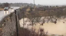 Lamalou River overflows as severe flooding hits Brissac, France