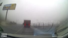 Truck collision on foggy mountain road in Sichuan, China