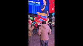 Anti-Trump protesters rally in Times Square over US policy on Venezuela